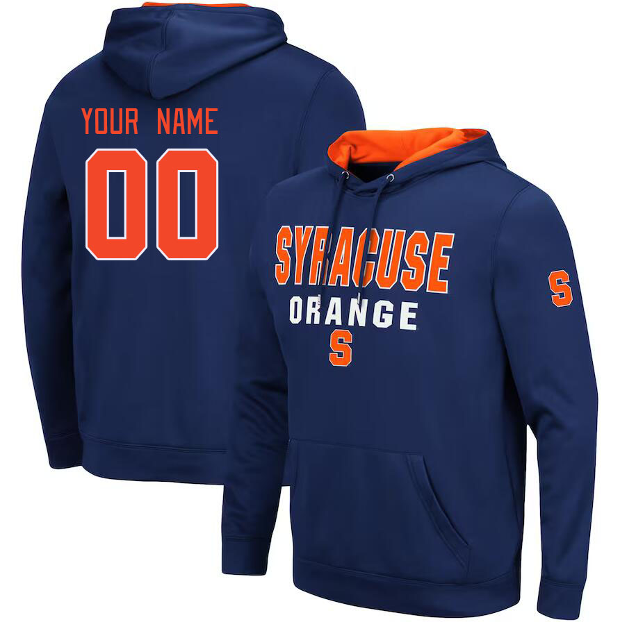Custom Syracuse Orange Name And Number College Hoodie-Navy